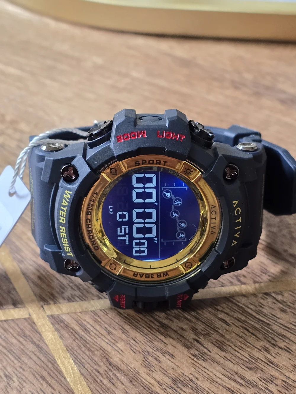 Ativa Black and Gold Digital Sports Watch - Water Resistant